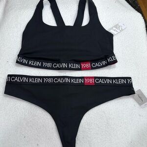 Black Calvin Klein Bralette and Thong Set